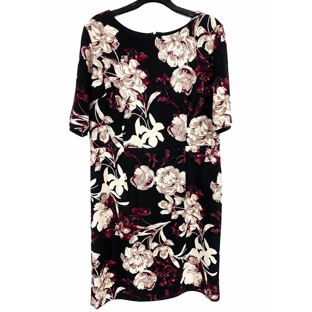 Liz Claiborne Dress 18 Dark Floral Sheath Office Siren Career Cocktail Plus